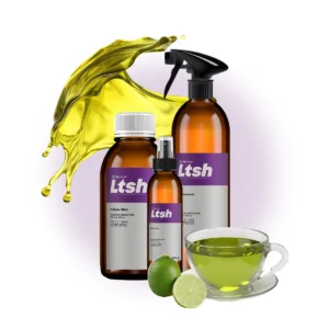 Frasco de aceite esencial de té limón para purificación y energía