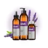 Frasco de aceite esencial de lavanda officinalis para relajacion y piel