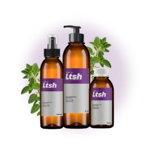 Frasco de aceite esencial de mejorana dulce para relajación y hormonas