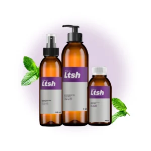 Frasco de aceite esencial de menta piperita para energía y digestión