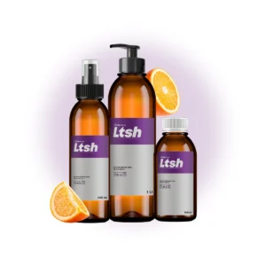 Frasco de aceite esencial de naranja para energia y piel grasa