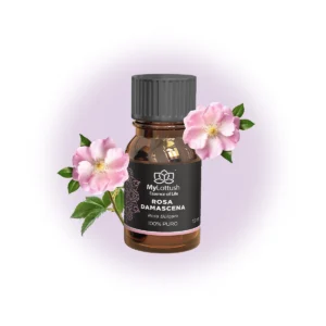 Frasco de aceite esencial de rosa damascena para rejuvenecimiento facial