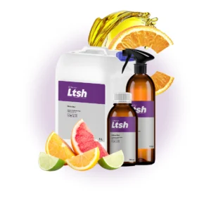 Agua micelar color amarillo con cítricos